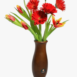 luxury red bloom display in oak vase