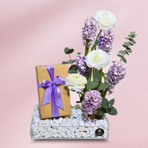 luxury floral & personalized gift on acrylic base