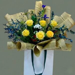 graduation signature bouquet with yellow roses