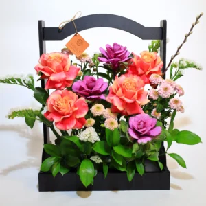 luxury mixed flower display with convenient handle